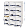 Bankers Box STOR/DRAWER STEEL PLUS Extra Space-Savings Storage Drawers, Legal Files, 17" x 25.5" x 11.5", White/Blue, 6/Carton