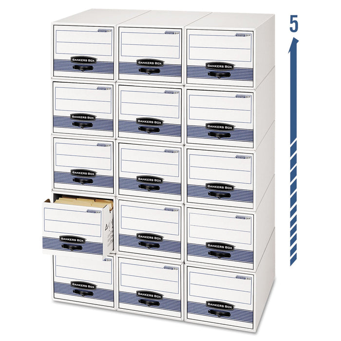 Bankers Box STOR/DRAWER STEEL PLUS Extra Space-Savings Storage Drawers, 10.5" x 25.25" x 5.25", White/Blue, 12/Carton