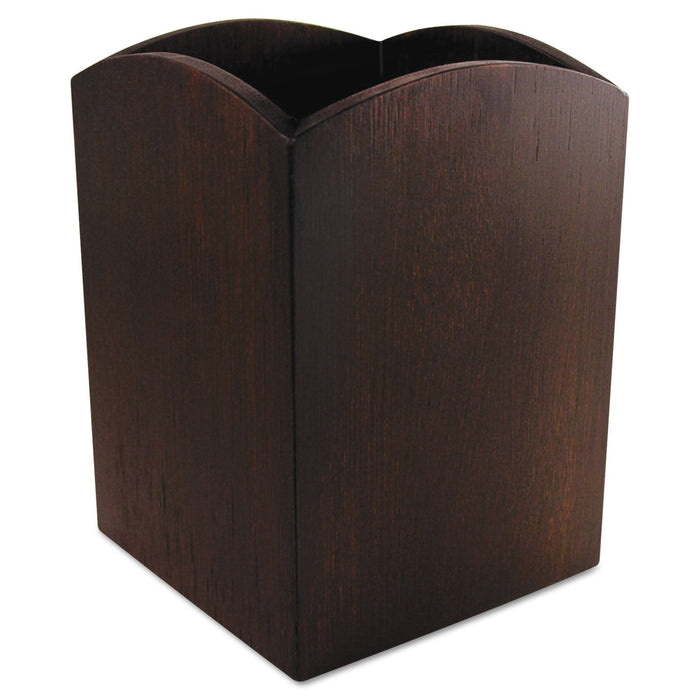 Artistic Bamboo Curved Pencil Cup, 3" Diameter x 4.25"h, Espresso Brown