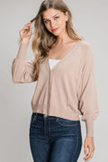 Balloon Sleeve Cardigan - Oatmeal by Boutique 23