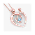0.28 Ct Heart Swiss Blue Topaz Prong Rose Gold Plated Mom Necklace by Fine Color Jewels
