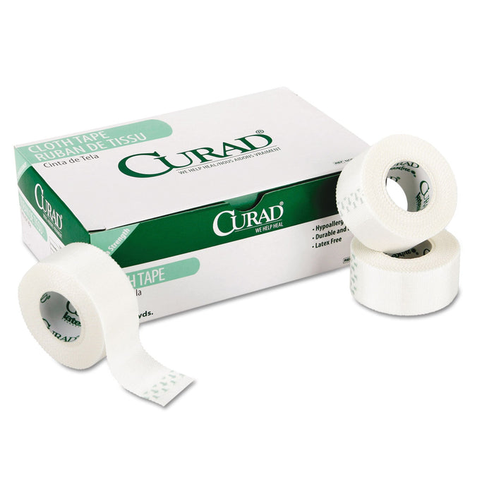 Curad First Aid Cloth Silk Tape, Heavy-Duty, Acrylic/Silk, 2" x 10 yds, White, 6/Pack