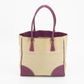Prada Canvas x Leather Beige x Purple Tote Bag #1743 by Bolt Boutique