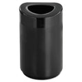 Safco Open Top Round Waste Receptacle, Steel, 30 gal, Black