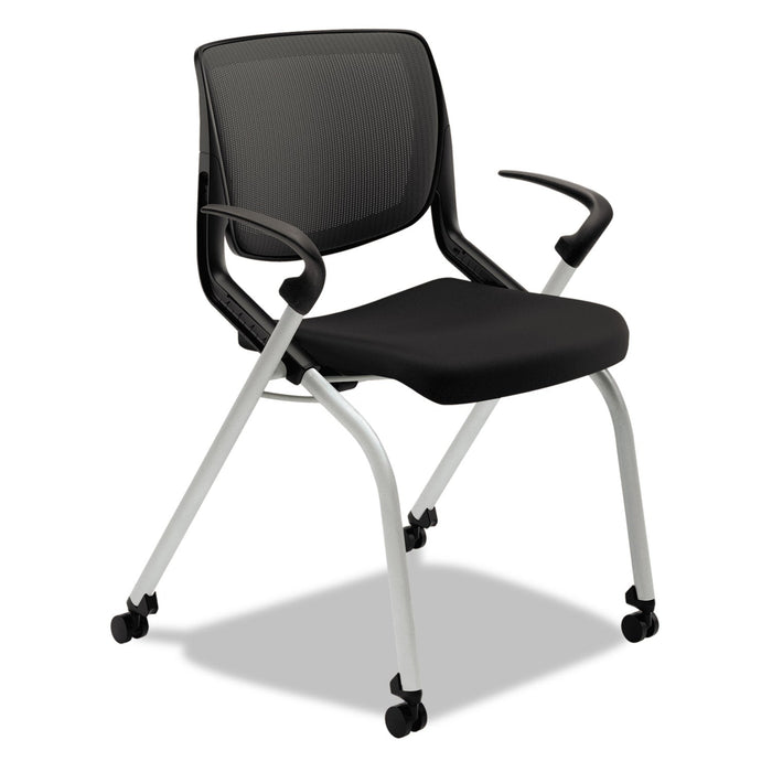 HON Motivate Nesting/Stacking Flex-Back Chair, Supports Up to 300 lb, Onyx Seat, Black Back, Platinum Base