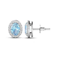 Genuine Diamond Aquamarine Studs Earrings by Fine Color Jewels