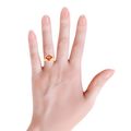4.24 Ct Square Orange Lab Grown Padparadscha Sapphire Prong 18K Yellow Gold Plated Silver Solitaire Ring by Fine Color Jewels