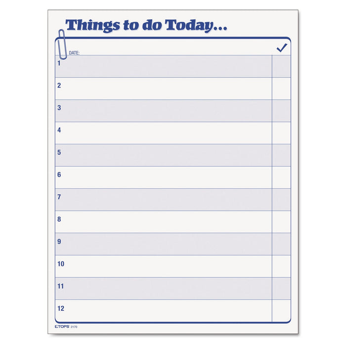 TOPS "Things To Do Today" Daily Agenda Pad, 8.5 x 11, 1/Page, 100 Forms