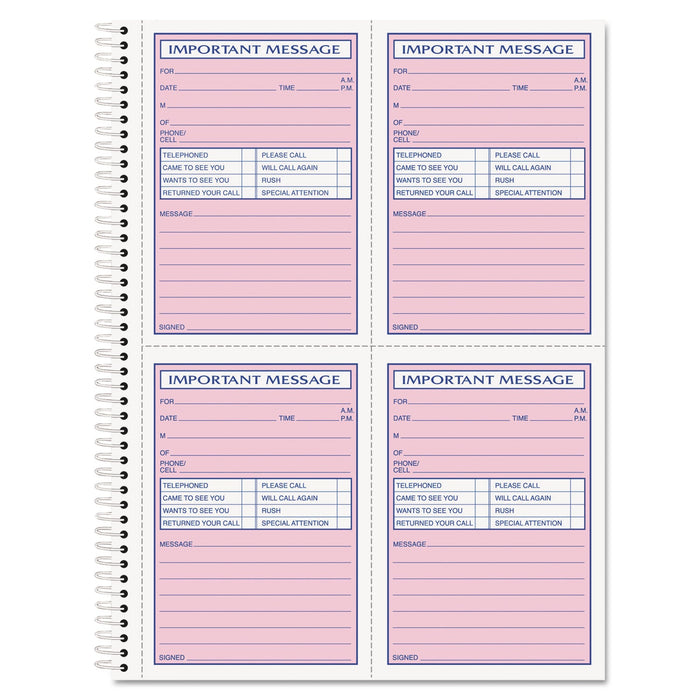 TOPS Telephone Message Book, Fax/Mobile Section, Two-Part Carbonless, 5.5 x 3.88, 4/Page, 200 Forms