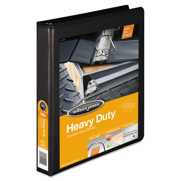 Wilson Jones Heavy-Duty D-Ring View Binder with Extra-Durable Hinge, 3 Rings, 1" Capacity, 11 x 8.5, Black