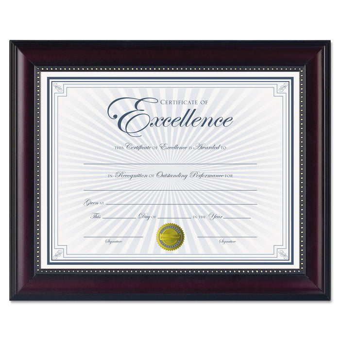 DAX Prestige Document Frame, Rosewood/Black, Gold Accents, Certificate, 8.5 x 11