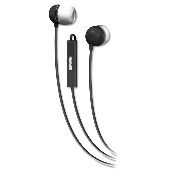 Maxell In-Ear Buds with Built-in Microphone, 4 ft Cord, Black