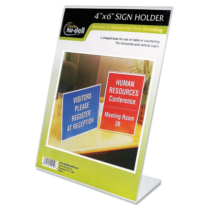 NuDell Clear Plastic Sign Holder, Desktop, 4 x 6