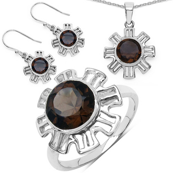 Genuine Smoky Quartz Jewelry Set by Fine Color Jewels