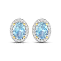 Genuine Diamond Aquamarine Studs Earrings by Fine Color Jewels