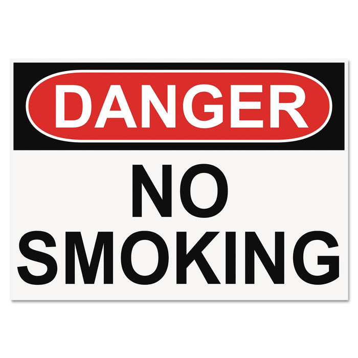 Headline OSHA Safety Signs, DANGER NO SMOKING, White/Red/Black, 10 x 14