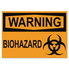 Headline OSHA Safety Signs, WARNING BIOHAZARD, Orange/Black, 10 x 14