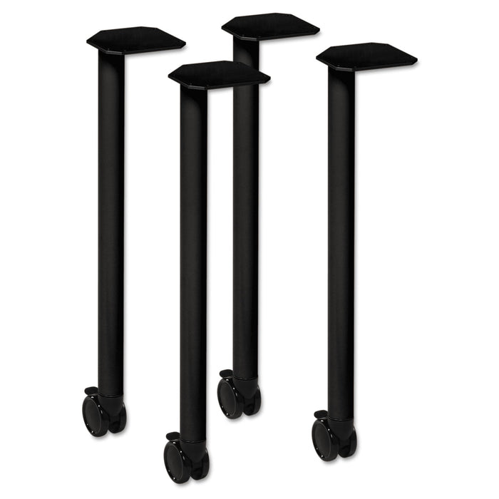 HON Huddle Series Post Leg Base with Casters, 1.75w x 1.75d x 28.38h, Black