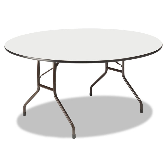 Iceberg OfficeWorks Wood Folding Table, Round, 60" Diameter x 29h, Gray Top, Charcoal Base