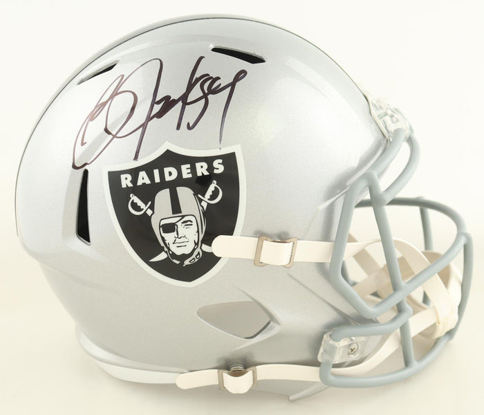 Bo Jackson Signed Raiders Full-Size Speed Helmet (Beckett) Beckett Witnessed by Price Is Right Miami