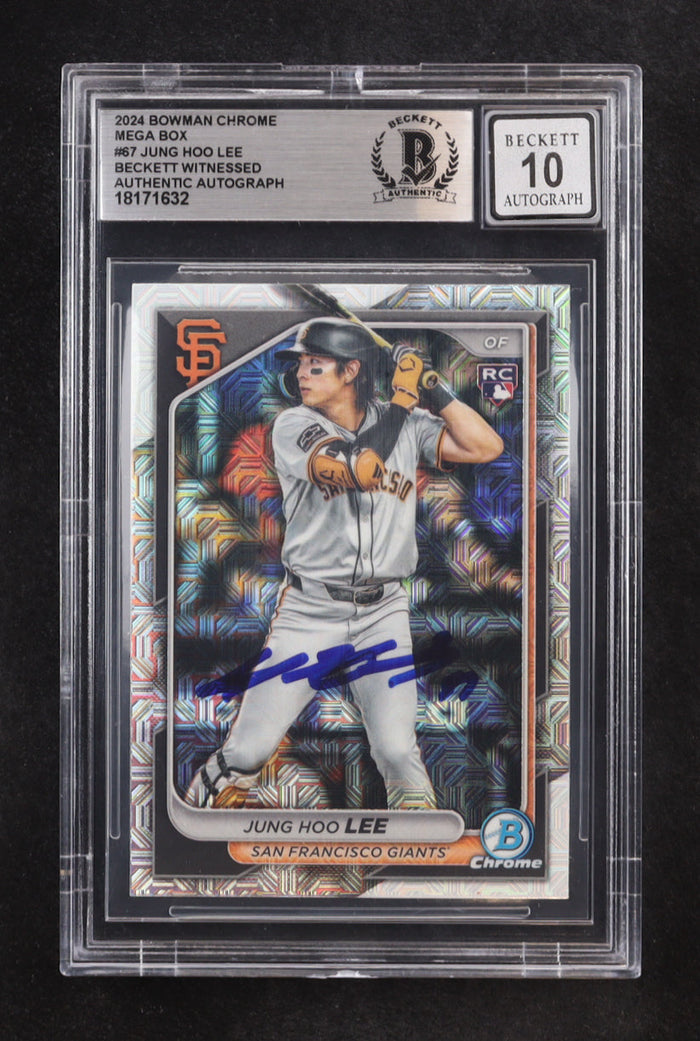 Jung Hoo Lee Signed 2024 Bowman Chrome Mega Box #67 RC (BGS | Autograph Graded BGS 10) Rookie Card | Autograph Graded BGS 10 | Beckett Witnessed by Price Is Right Miami