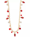 Holiday Lane Gold-Tone Crystal and Bead Jingle Bell 36 Statement Necklace by Vanessa Jane