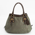 Prada Military Green Tessuto Jacquard Logo 2-Way Tote Bag #1768 by Bolt Boutique