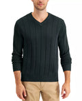 Club Room Mens Drop-Needle V-Neck Cotton Sweater, Size Medium by Vanessa Jane