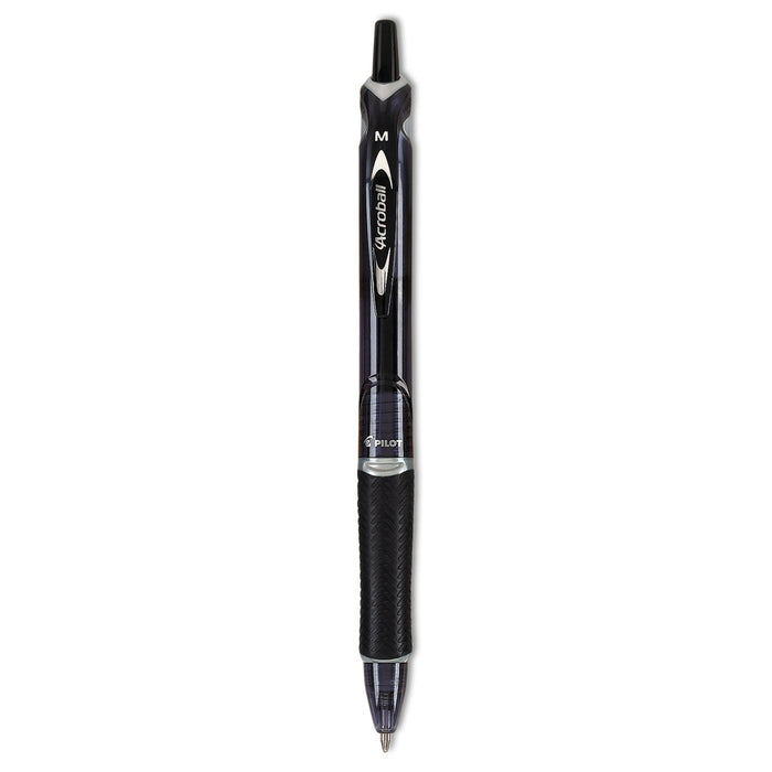 Pilot Acroball Colors Advanced Ink Ballpoint Pen, Retractable, Medium 1 mm, Black Ink, Black Barrel