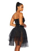 Vegan Leather Zipper Tulle Tube Dress by The House of Stylez