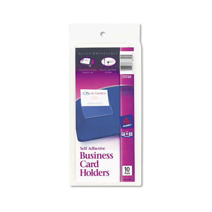 Avery Self-Adhesive Top-Load Business Card Holders, Top Load, 3.5 x 2, Clear, 10/Pack