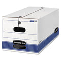 Bankers Box STOR/FILE Medium-Duty Strength Storage Boxes, Letter Files, 12.25" x 24.13" x 10.75", White/Blue, 4/Carton
