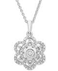 RH Macy fine jewelry sterling silver Diamond Scallop Pendant Necklace by Vanessa Jane