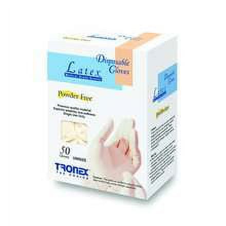 Tronex Latex Exam Gloves - Powder-Free, Universal One Size, 50 Count Box by Pasteur Pharmacy