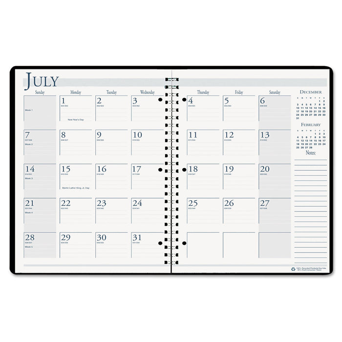 House of Doolittle Spiralbound Academic Monthly Planner, 11 x 8.5, Black Cover, 14-Month (July to Aug): 2022 to 2023