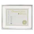 Universal Plastic Document Frame with Mat, 11 x 14 and 8.5 x 11 Inserts, Metallic Silver