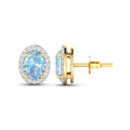 Genuine Diamond Aquamarine Studs Earrings by Fine Color Jewels