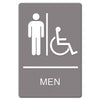 Headline ADA Sign, Men Restroom Wheelchair Accessible Symbol, Molded Plastic, 6 x 9, Gray