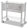 Vertiflex File Cart with Open Top, Metal, 1 Shelf, 2 Bins, 28.25" x 13.75" x 27.38", Matte Gray