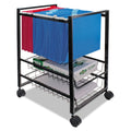 Advantus Mobile File Cart with Sliding Baskets, Metal, 2 Drawers, 1 Bin, 12.88" x 15" x 21.13", Black