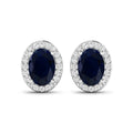 Genuine Diamond and Blue Sapphire Studs by Fine Color Jewels