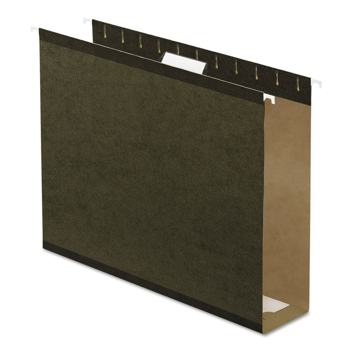 Pendaflex Extra Capacity Reinforced Hanging File Folders with Box Bottom, 3" Capacity, Letter Size, 1/5-Cut Tabs, Green, 25/Box