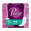 Poise Incontinence Pads For Women, Light Absorbency, Long Length, 96 Count (4 Packs Of 24) (Packaging May Vary)