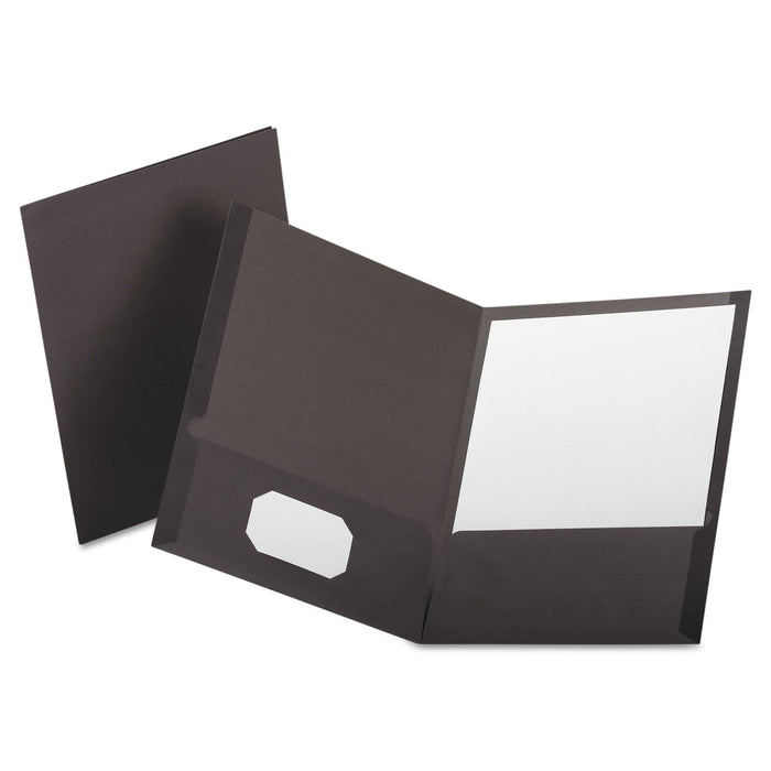 Oxford Linen Finish Twin Pocket Folders, 100-Sheet Capacity, 11 x 8.5, Light Gray, 25/Box