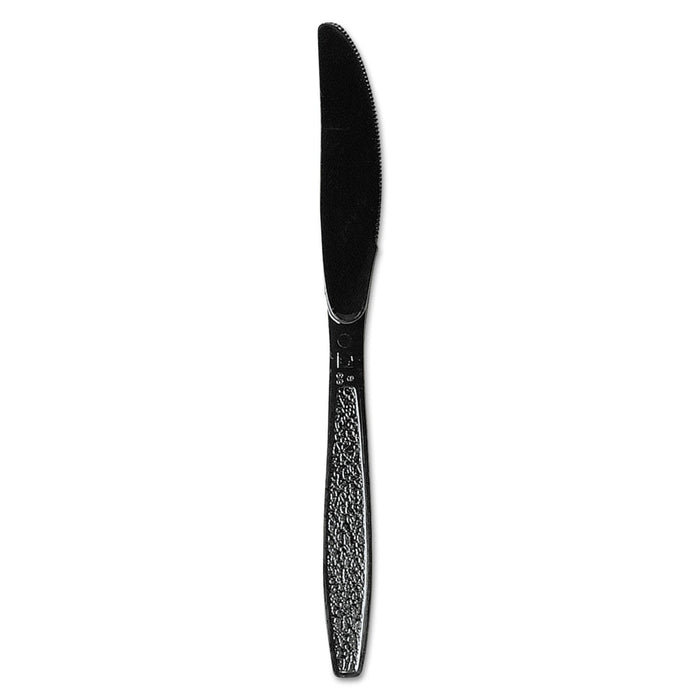Dart Guildware Heavyweight Plastic Knives, Black, 1000/Carton