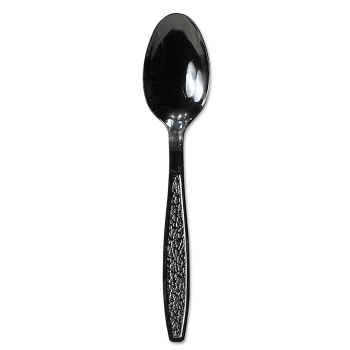 Dart Guildware Heavyweight Plastic Teaspoons, Black, 1000/Carton