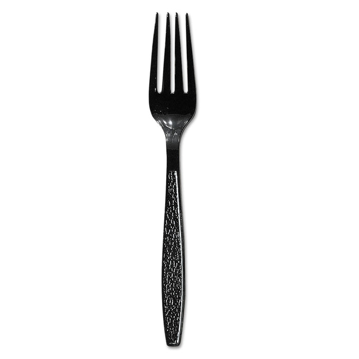 Dart Guildware Heavyweight Plastic Forks, Black, 1000/Carton