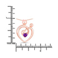 0.25 Ct Heart Purple Amethyst Prong Rose Gold Plated Mom Charm Necklace by Fine Color Jewels