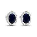 Genuine Diamond and Blue Sapphire Studs by Fine Color Jewels