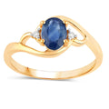 0.95 Ct Oval Blue Sapphire & Lab Grown Diamond Prong 10K Gold Bypass Engagement Ring by Fine Color Jewels